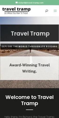 Anteprima del sito Travel Tramp, media di Regno Unito per articoli sponsorizzati