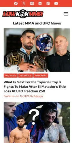Pré-visualização do site LowKickMMA, meio de Estados Unidos para artigos patrocinados