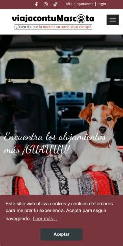 Anteprima del sito ViajaConTuMascota, media di Spagna per articoli sponsorizzati