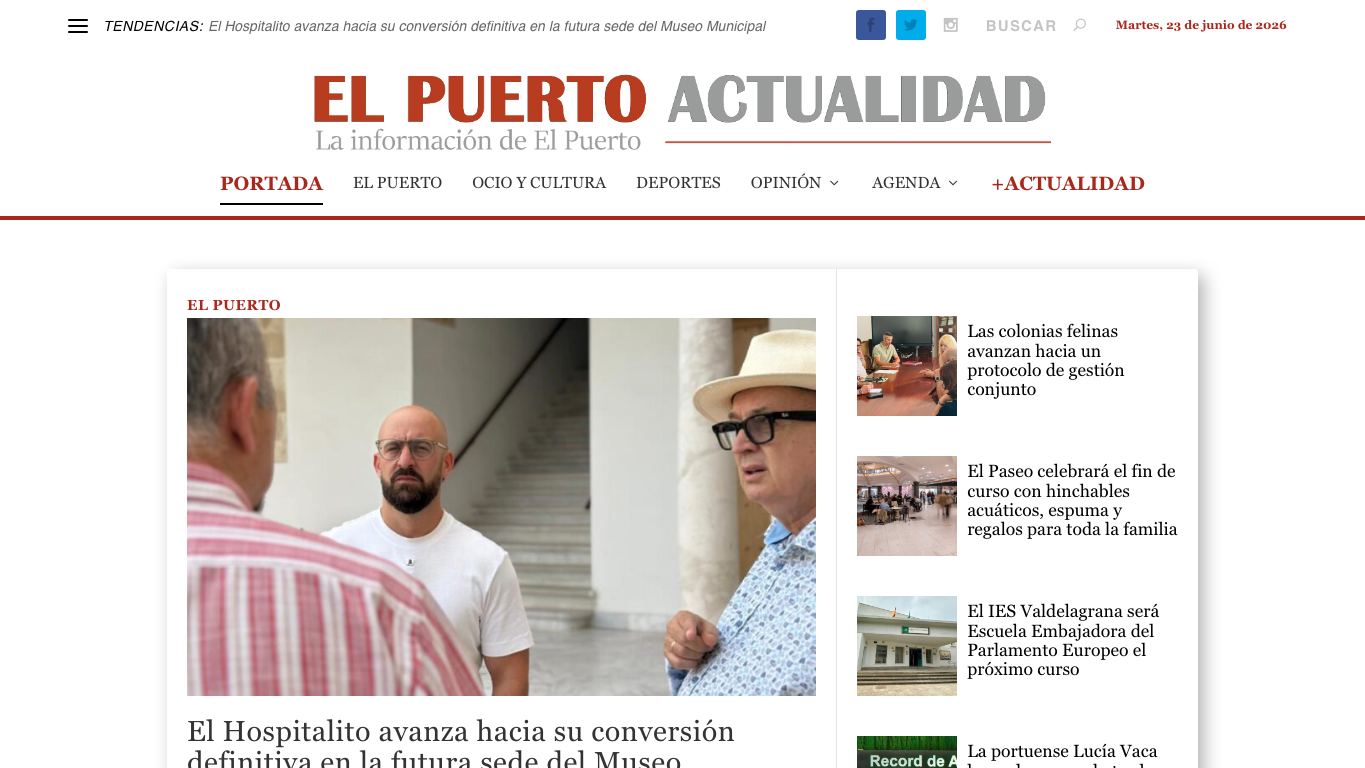 Anteprima del sito El Puerto Actualidad, media di Spagna per articoli sponsorizzati