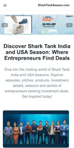 Pré-visualização do site SharkTankSeason, meio de Estados Unidos para artigos patrocinados