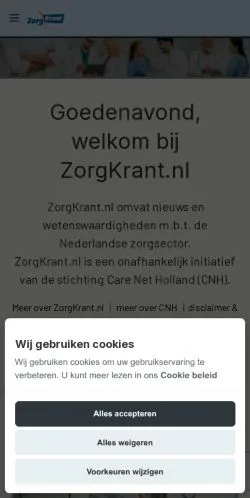 Preview of the ZorgKrant website, a media outlet in Netherlands for sponsored articles