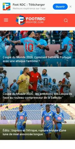 Pré-visualização do site Foot RDC, meio de França para artigos patrocinados