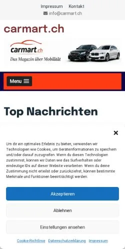 Anteprima del sito Carmart, media di Svizzera per articoli sponsorizzati
