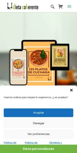 Pré-visualização do site Dieta Coherente, meio de Espanha para artigos patrocinados