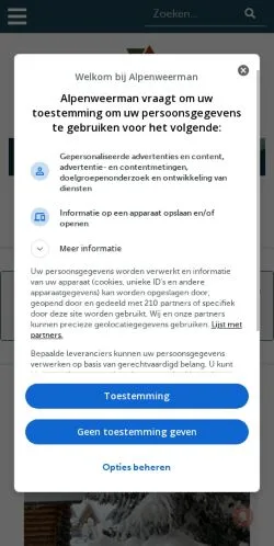 Podgląd witryny Alpenweerman, medium z kraju Holandia do artykułów sponsorowanych