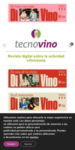 Anteprima del sito Tecnovino, media di Spagna per articoli sponsorizzati