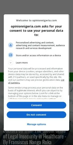 Anteprima del sito Opinion Nigeria, media di Stati Uniti per articoli sponsorizzati