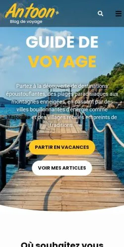 Aperçu du site Antoon Voyage, média de France pour articles sponsorisés