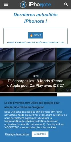 Voorbeeld van de site iPhonote, medium uit Frankrijk voor gesponsorde artikelen