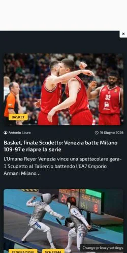 Anteprima del sito Sportface, media di Italia per articoli sponsorizzati