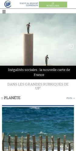Anteprima del sito UP' Magazine, media di Francia per articoli sponsorizzati