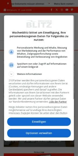 Sponsorlu makaleler için Almanya medyası Wochenblitz sitesinin önizlemesi