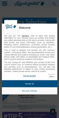 Anteprima del sito Le Logiciel Gratuit, media di Francia per articoli sponsorizzati