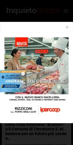 Anteprima del sito Inquieto Notizie, media di Italia per articoli sponsorizzati