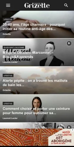 Pré-visualização do site Grizette, meio de França para artigos patrocinados