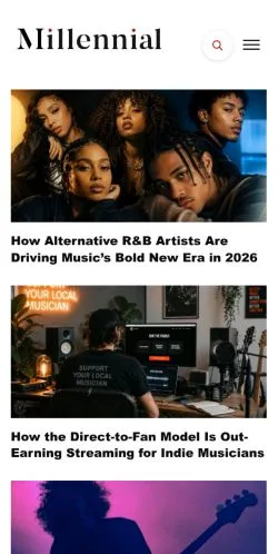 スポンサード記事向けのアメリカ合衆国メディア、Millennial Magazineのサイトプレビュー