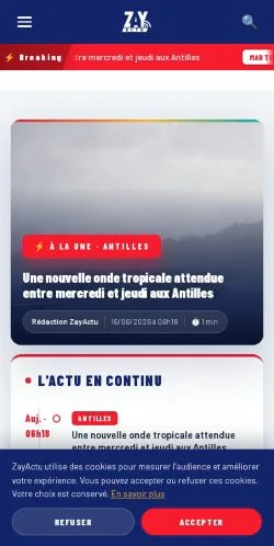 Anteprima del sito ZayActu, media di Francia per articoli sponsorizzati