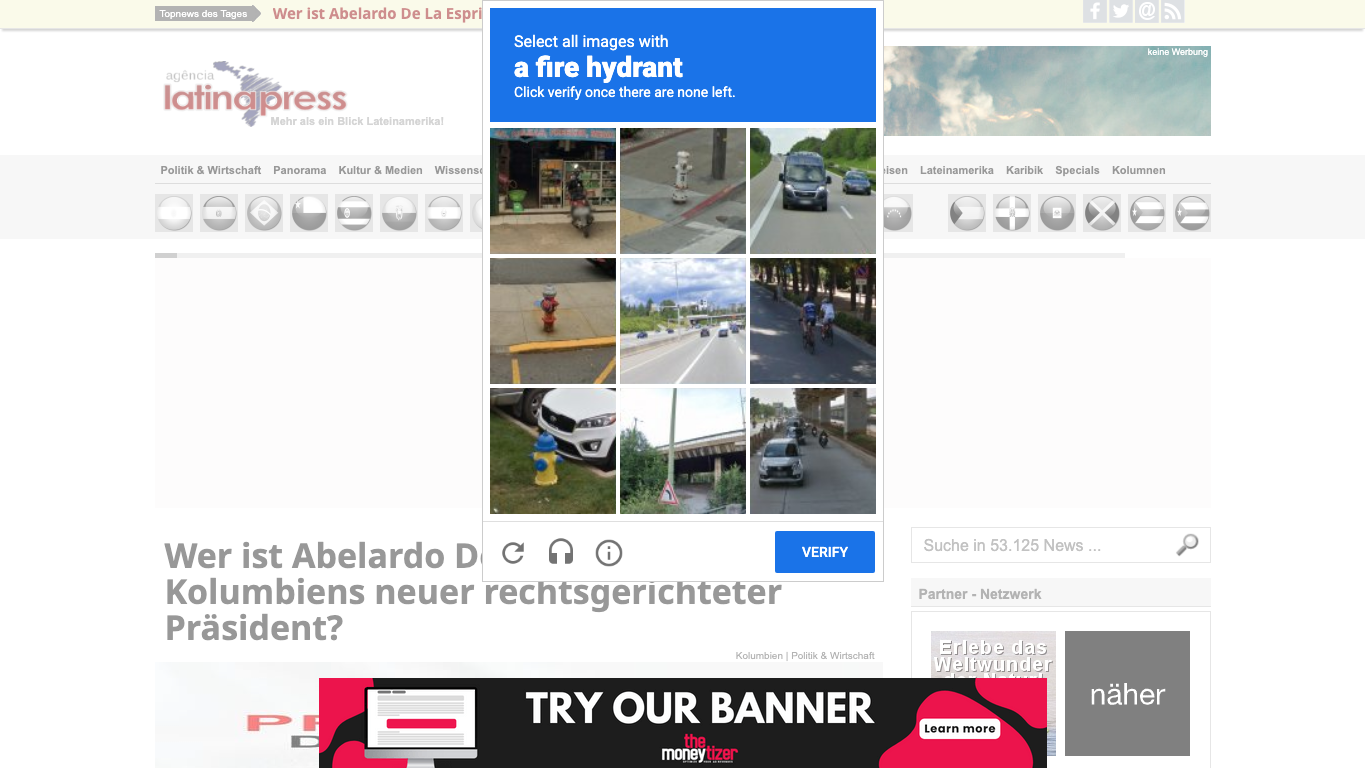 Podgląd witryny Latina Press, medium z kraju Niemcy do artykułów sponsorowanych