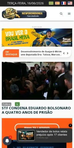 Podgląd witryny News Rondônia, medium z kraju Brazylia do artykułów sponsorowanych