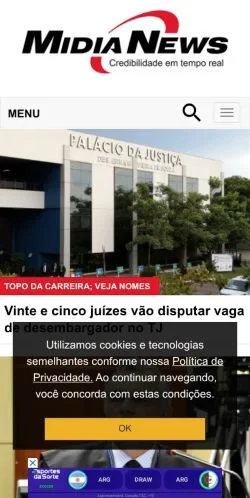 Anteprima del sito MidiaNews, media di Brasile per articoli sponsorizzati