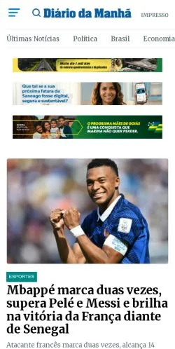 スポンサード記事向けのブラジルメディア、Diário da Manhãのサイトプレビュー