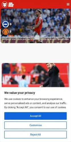 Sponsorlu makaleler için Brezilya medyası Manchester United Brasil sitesinin önizlemesi