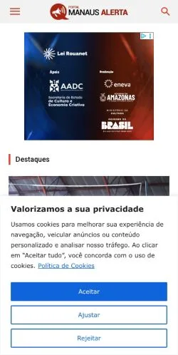 Anteprima del sito Portal Manaus Alerta, media di Brasile per articoli sponsorizzati