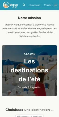スポンサード記事向けのフランスメディア、OK Voyageのサイトプレビュー