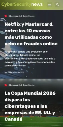 Anteprima del sito CyberSecurity News, media di Spagna per articoli sponsorizzati
