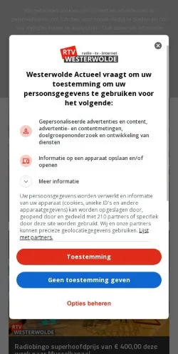 Anteprima del sito Westerwolde Actueel, media di Paesi Bassi per articoli sponsorizzati