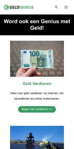 Podgląd witryny GeldGenius, medium z kraju Holandia do artykułów sponsorowanych