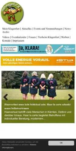 Vista previa del sitio Mein Klagenfurt, medio de Austria para artículos patrocinados