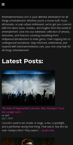 Vorschau der Website Entertainmentwise, Medium aus Vereinigte Staaten für gesponserte Artikel