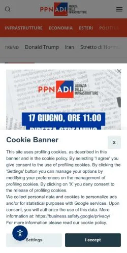 Podgląd witryny PrimaPaginaNews, medium z kraju Włochy do artykułów sponsorowanych
