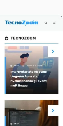 Preview of the Tecnozoom website, a media outlet in Italy for sponsored articles