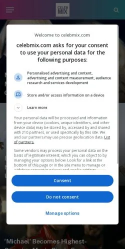Anteprima del sito CelebMix, media di Regno Unito per articoli sponsorizzati
