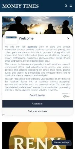 Anteprima del sito Money Times, media di Stati Uniti per articoli sponsorizzati
