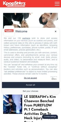 Anteprima del sito Kpopstarz, media di Stati Uniti per articoli sponsorizzati