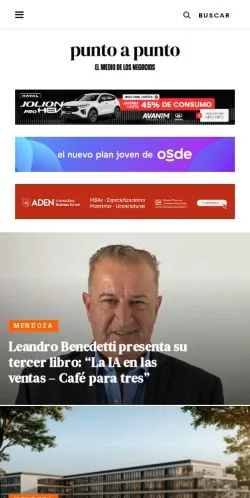 Pré-visualização do site Punto A Punto Mendoza, meio de Argentina para artigos patrocinados