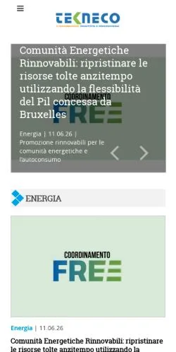 Vista previa del sitio Tekneco, medio de Italia para artículos patrocinados