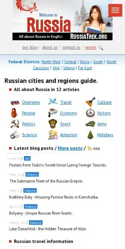 스폰서 기사용 미국 매체 Russia Trek 사이트 미리보기