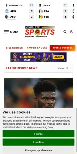 Anteprima del sito Complete Sports, media di Stati Uniti per articoli sponsorizzati