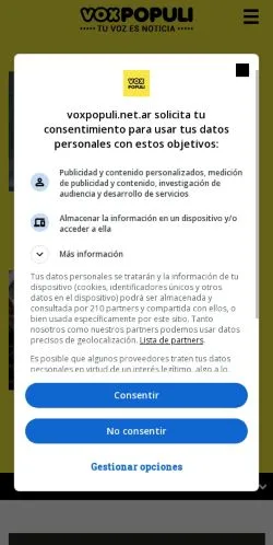 Anteprima del sito VoxPopuli, media di Argentina per articoli sponsorizzati