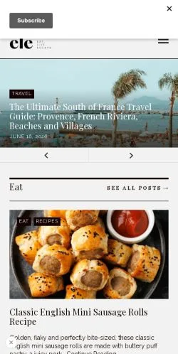 Voorbeeld van de site Eat Live Escape, medium uit Verenigde Staten voor gesponsorde artikelen