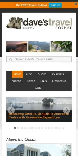 스폰서 기사용 미국 매체 Dave's Travel Corner 사이트 미리보기