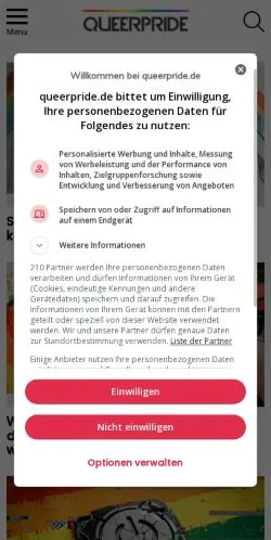 Sponsorlu makaleler için Almanya medyası QUEERPRIDE sitesinin önizlemesi