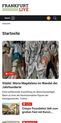 Podgląd witryny Frankfurt Live, medium z kraju Niemcy do artykułów sponsorowanych