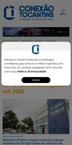 스폰서 기사용 브라질 매체 Conexão Tocantins 사이트 미리보기