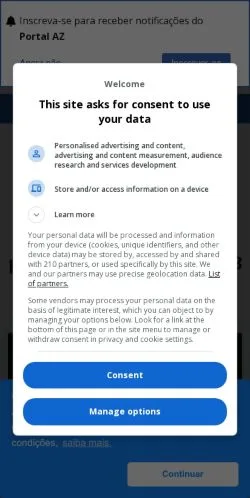 Podgląd witryny Portal AZ, medium z kraju Brazylia do artykułów sponsorowanych